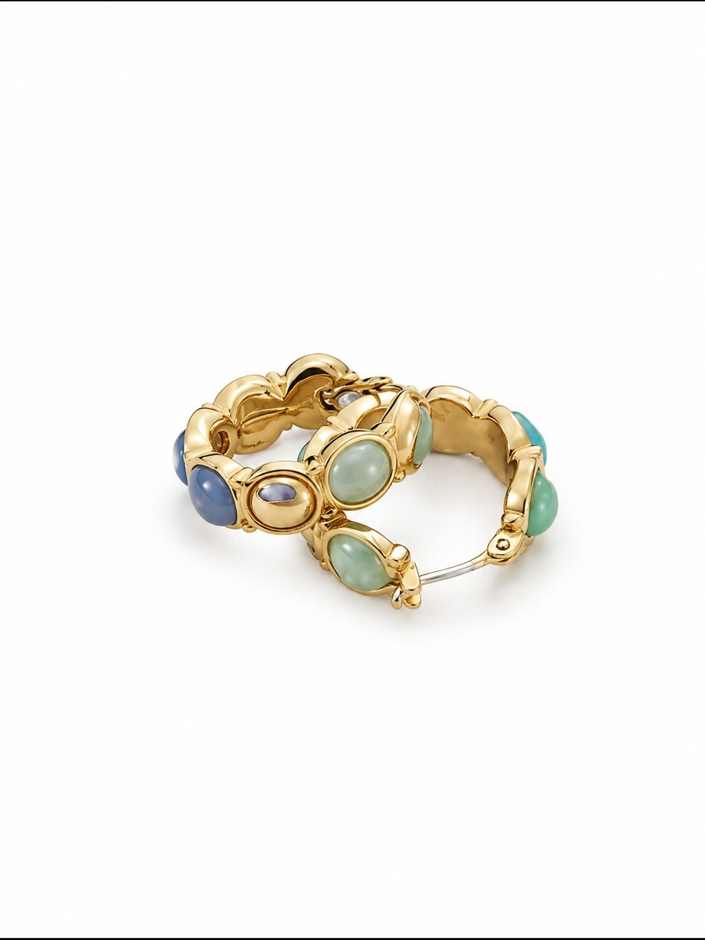 Gold-Tone Blue & Green Multi-Stone Statement Necklace Bracelet And Earrings Set - Picture 4 of 4